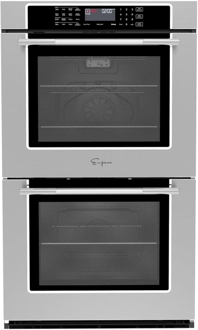 Empava 30 inch Built-In Electric Double Wall Oven, 10 Cu. ft. Capacity, True Convection, Air Fry, Self-Cleaning, Screen Touch Control