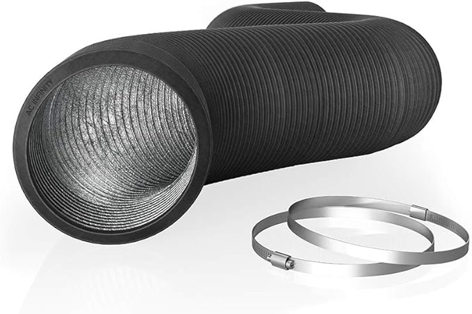 AC Infinity Flexible 12-Inch Aluminum Ducting, Heavy-Duty Four-Layer Protection, 8-Feet Long for Heating Cooling Ventilation and Exhaust