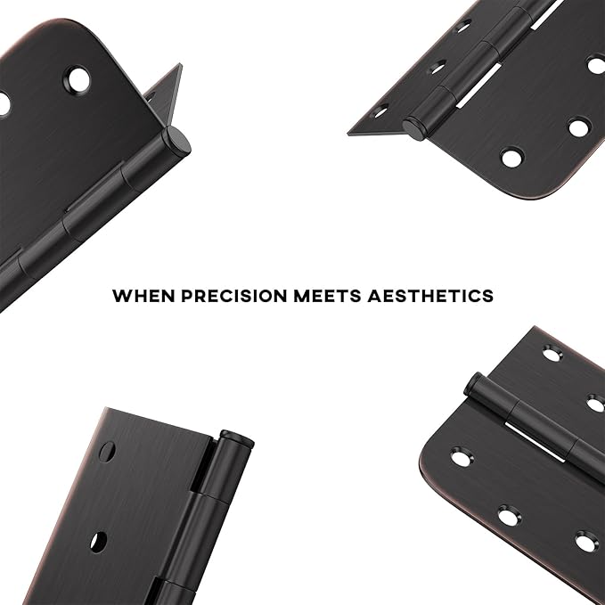 12 Pack goldenwarm 4in Oil Rubbed Bronze Door Hinges Interior Door Hinges 4 x 4 Inch with Square & Round Corners, Iron Material