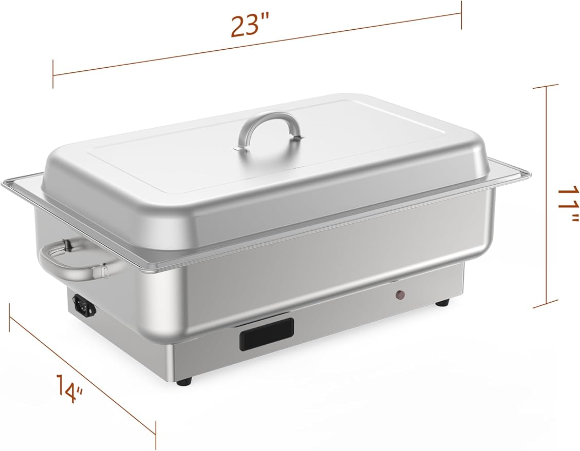 2 Pack Electric Chafing Dish Buffet Set, 9QT Food Servers and Warmers, Stainless Steel Commercial Catering Food Warmers with Temperature Control Display for Weddings, Parties and Festivals