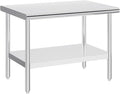 Jocisland 30" x 48" Stainless Steel Table for Prep & Work Adjustable Under Shelf and Feet, for Commercial Kitchen, Restaurant, Hotel, Garage