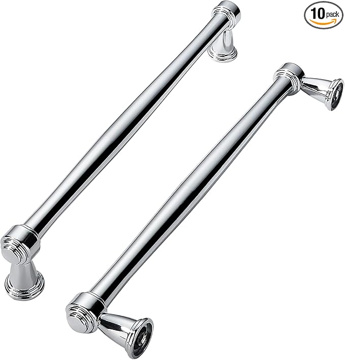 khtumeware 10 Pack 6-1/4 Inch(160mm) Vibrant Polished Chrome Cabinet pulls Kitchen Cabinet Handles Kitchen Cabinet Hardware for Cupboard Drawer Handles Dresser Pulls