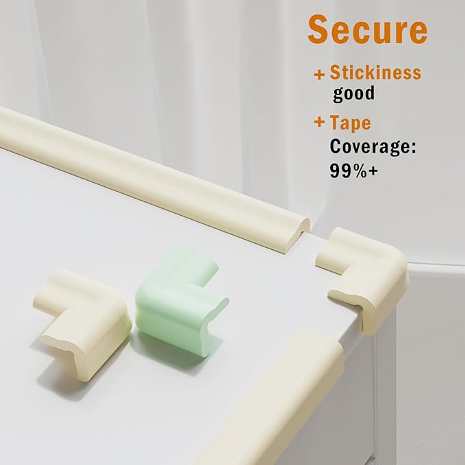 Foam Table Edge and Corner Guards for Baby,(6.5ft Edge 4Corners),Baby Proofing Soft Corner Protectors,Furniture and Tables Child Baby Proof Bumpers, Pre-Taped Corner Cushions (Grey)