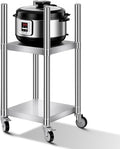 Shimeyao 14" x 14" x 31" Rice Warmer Stand Stainless Steel Rice Warmer Stand with 2 Shelves and 4 Casters Cooking Equipment Storage for Kitchen Restaurant