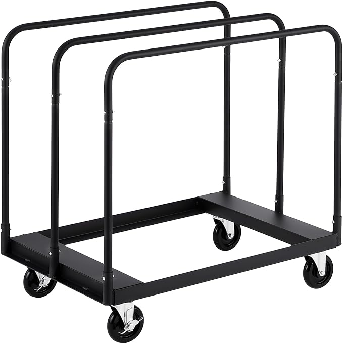VEVOR Folding Table Cart, Heavy Duty Table Dolly 1800 lbs, Steel Panel Truck Cart with 5 inch Swivel Casters, Lumber Drywall Dolly with Straps for Party Events, Hotel, Factory, Warehouse