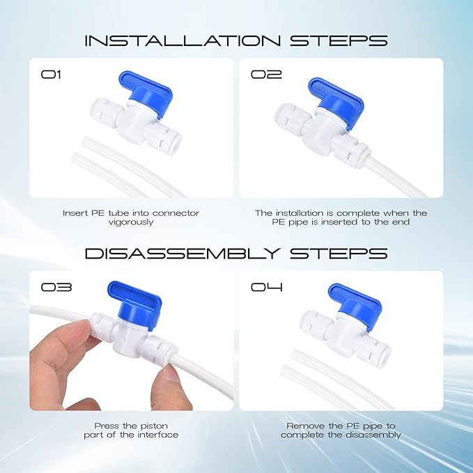 Refrigerator Water Line Kit, CNAODUN Ice Maker Water Line Kit with 1/4" OD 39.4ft Water Line Reverse Osmosis Quick Connect Fittings Push To Connect Water Tube Fittings for Fridge Ice Maker