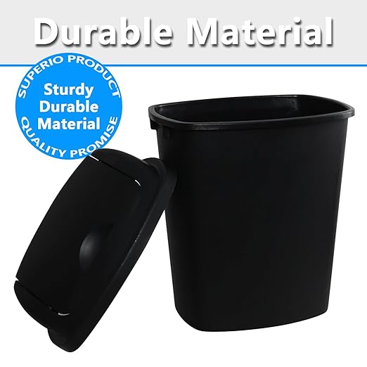 4 Pack 10 Gallon Black Trash Can, Commercial Grade Plastic Trash Garbage Can, Ideal for Restaurants, Kitchens, Offices, School
