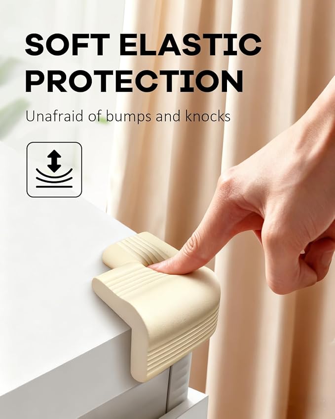 Baby Proofing Corner Guards 8 Pack White, Soft Foam Edge and Corner Protectors for Furniture, Pre-Taped Strong Adhesive Bumpers, Safe for Babies and Toddlers