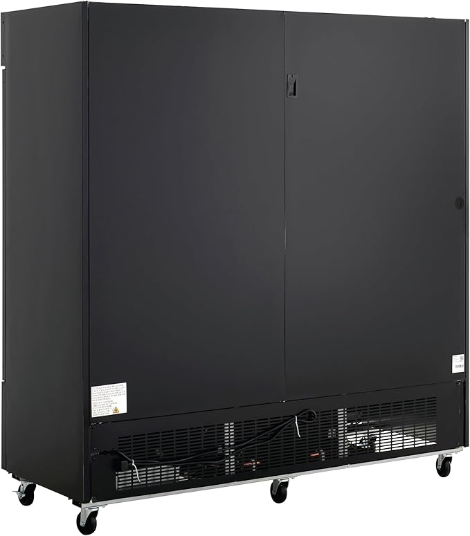 Kratos Commercial Three Door Merchandising Freezer, Large Glass Door Black Mobile Display Freezer for Markets and C Stores, 78" Wide, LED Lighting, 115V (67K-211)