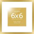 Homeforia 6x6 Picture Frame Gold, High End Metal 6 x 6 Square Photo Frames with Mat 4 by 4, 6x6 Poster Frame Matted to 4x4 inches Print, 6by6 Wall or Tabletop Frame, Tempered Glass, Wall Kit, Set of 1
