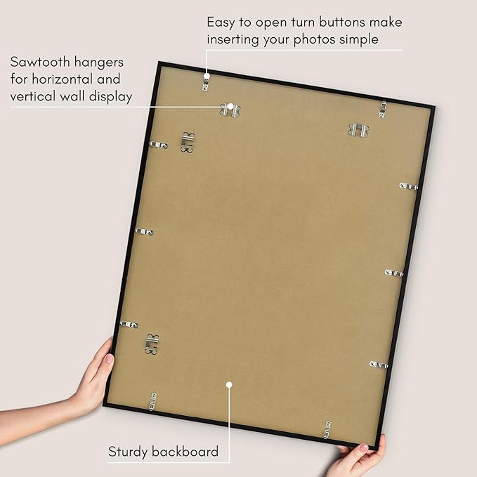 Americanflat 24x30 Picture Frame with Polished Plexiglass - Streamline Collection - Thin Border Picture Frame for Wall Display - Hanging Hardware Included - Black