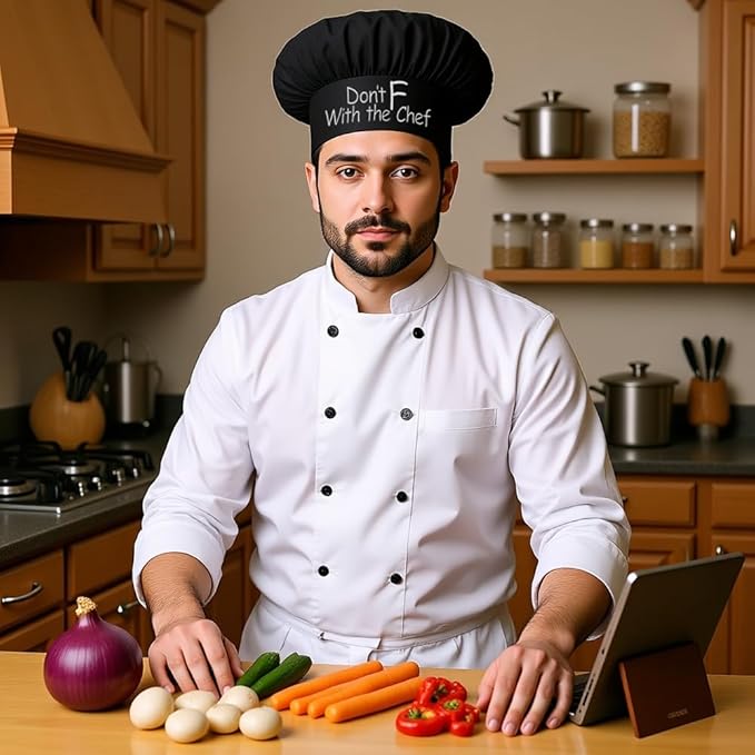 The Apron Place Adjustable Professional Chef Hats, Multiple Personalized Embroidered Designs to Choose from, Made in The USA