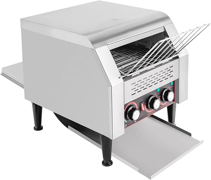 2200W Commercial Conveyor Toaster, 300 Slices/Hour with 7 Bread Colors & Adjustable Speed, Countertop Electric Restaurant Equipment for Bun Bagel Bread Baked Food