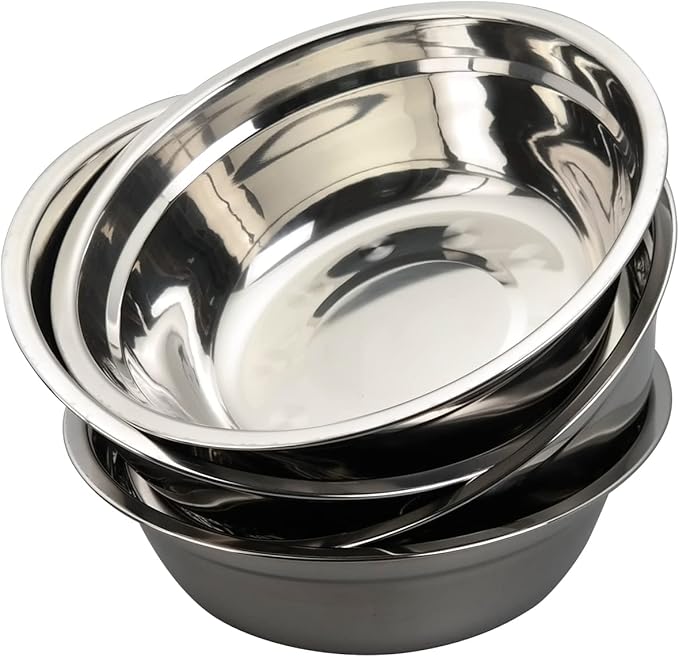 Zopnny 4 Pcs Stainless Steel Mixing Bowls, Metal Nesting Mixing Bowl, Prep Bowls for Meal Prep, Cooking, Baking