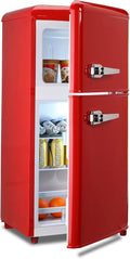 Anukis Mini Fridge with Freezer 3.2 Cu Ft 2 Door Mini Fridge for Apartment, Dorm, Office, Family, Basement, Garage - Retro Red