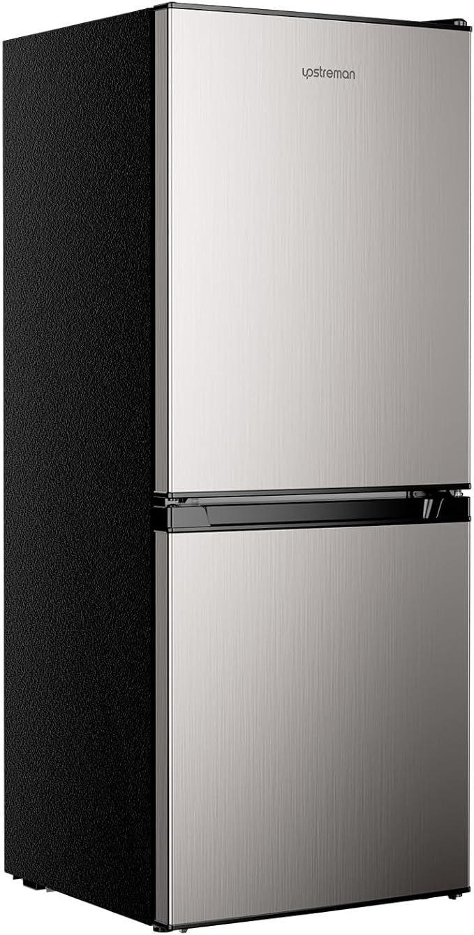 Upstreman 4.0 Cu.Ft Small Refrigerator with Bottom Freezer, Large Capacity Small Fridge with Freezer, Mini Refrigerator for Bedroom, Apartment, Kitchen, BM40 (Silver)