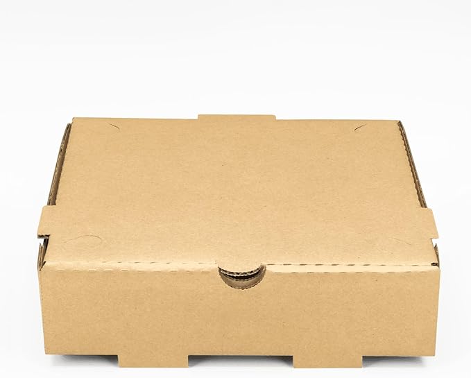 Karat Pizza Boxes 8" x 8" [50 Pack] Kraft Corrugated Boxes | Ventilated, Grease-Resistant, Durable for Pizza or Mailing Use
