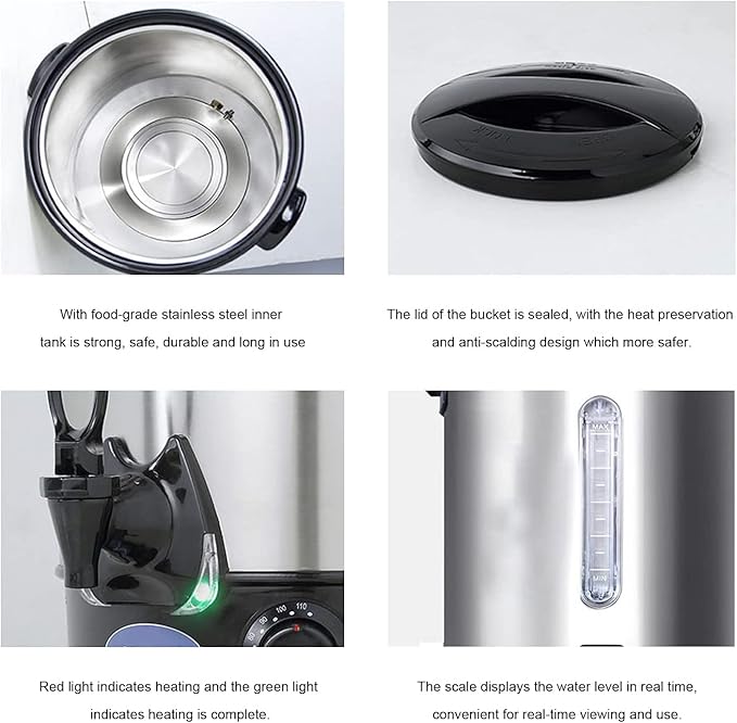 INTBUYING Stainless Steel Large Capacity Commercial 110V Hot Water Dispense Boiler Instant Boiling Machine Heater Electric Kettle Temperature Control for Coffee Tea with Faucet Tap-15.4L