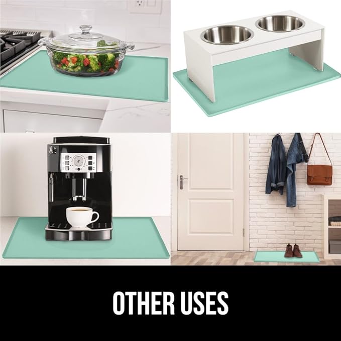 GORILLA GRIP Waterproof Silicone Under Sink Mat with Raised Lip for Kitchen and Bathroom, 34 x 22 in, Cabinet Shelf Liner Stay in Place Mats Dishwasher Safe Drawer Liner, Organizer Tray, Mint
