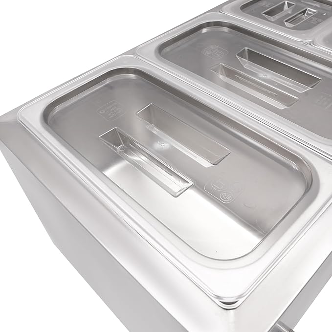 DYNAMI 110V Commercial Buffet Food Warmer,Large Capacity 4 Pan(1.5Gal*2+0.7Gal*2) Stainless Steel Electric Countertop Steam Table with Intelligent Thermostat Design,for Parties Buffet Catering