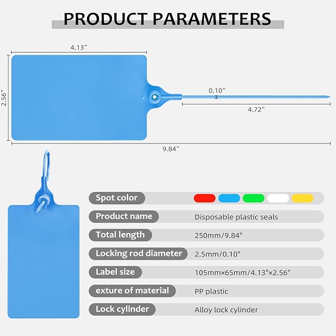 100 Plastic Tags - Waterproof, Writable, Large Shipping Labels with One Blue Marker Pen
