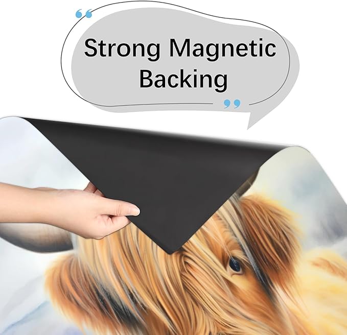 Dishwasher Magnet Cover Highland Cow Refrigerator Covers Magnetic Sheet Sticker Farmhouse Kitchen Decorative Home Cabinet Decals Appliances Stickers, 23x26 inch