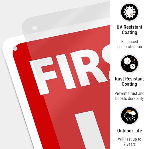 First Aid Kit Sign, (SI-1040) 10x14 Inches, 55 mil Thick HDPS (high Density polystyrene), Made in USA