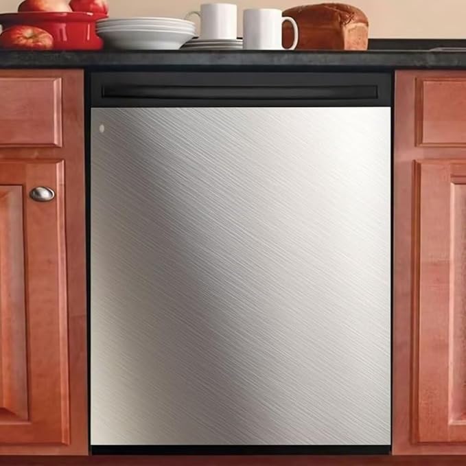Brushed White Stainless Steel Dishwasher Magnet Cover, Magnetic Dishwasher Cover Front Door Panel Decal Kitchen Decor, Home Appliance Sticker Dishwasher Covers, 23"x 17"