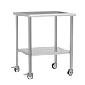 Stainless Steel Work Table with Wheels, 30x30 Inch NSF Kitchen Prep Table with Adjustable Undershelf for Commercial Restaurant, Garage, Outdoor BBQ