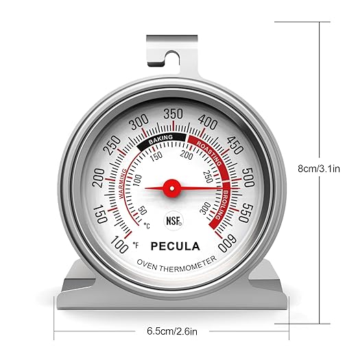 2 Pack Oven Thermometer 50-300C/100-600F, Instant Read Stainless Steel Kitchen Cooking Oven Temperature Gauge for Baking and Chef Use