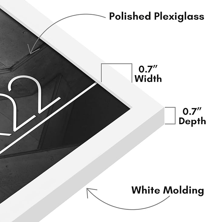 Americanflat 17x22 Picture Frame with Polished Plexiglass - Streamline Collection - Thin Border Picture Frame for Wall Display - Hanging Hardware Included - White