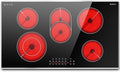 Karinear Electric Cooktop 36 Inch, 5 Burners Electric Stove Top, Built-in Glass Radiant Electric Ceramic Cooktop, Expandable Zones, Lock, Timer, Pause, Metal Edged Protection, 8400W 220~240v Hardwired
