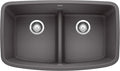 BLANCO, Cinder 442196 VALEA SILGRANIT 50/50 Double Bowl Undermount Kitchen Sink with Low Divide, 32" X 19"