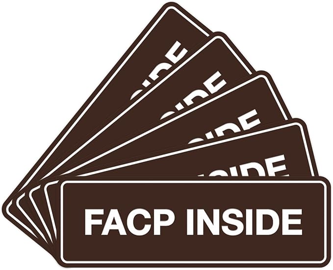 Signs ByLITA Standard FACP Inside Sign | Fire Safety Signage (Dark Brown) - Small 5 Pack