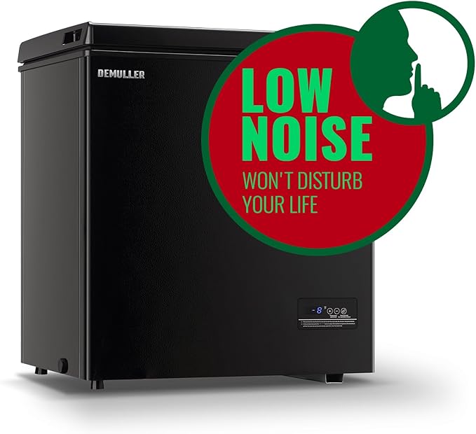 Chest Freezer 5.0Cubic Feet Deep Freezer Freestanding Freezers with 2 Removable Stainless Steel Basket, Mini Freezer Top Open Door Compact Freezer with Electronic Control 41℉ to -15℉BLACK