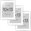 Homeforia 10x13 Picture Frame Silver, High End Metal 10x13 Frames with Mat 8.5x11, 10 x 13 Silver Poster Frames Matted to 8.5 x 11 inch Photo, 10by13 Hanging Frames, Tempered Glass, Wall Kit, Set of 3