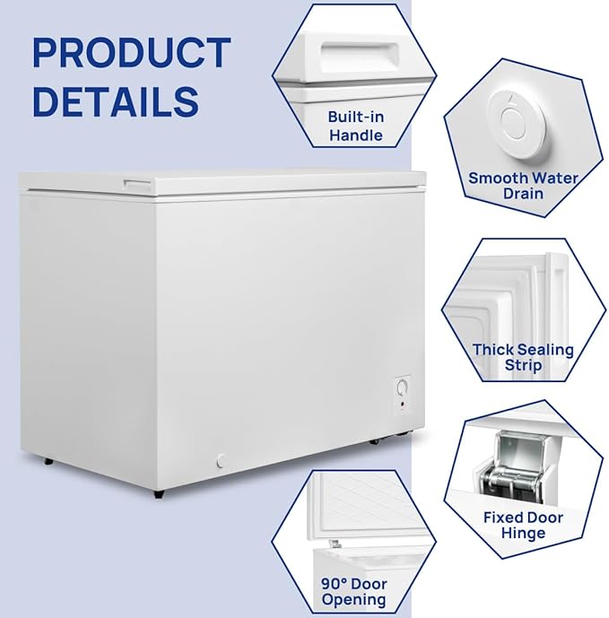 Smad Chest Freezer 14 Cu.Ft with Removable Basket, Top Open Door Deep Freezer, Mechanical Control, 4 Wheels, Low Noise, 14℉ -11.2℉, Free Standing, White