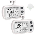 Digital Refrigerator Thermometer 2 Pack, Waterproof Fridge Thermometer, 2.25IN Large Screen Freezer Thermometer, Max/Min Record Function,Timer Function(White)