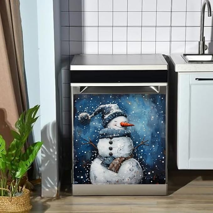 Winter Snowman Dishwasher Magnet Cover,23" x 26" Dishwasher Cover Magnetic Decal Vinyl Sticker Christmas Holiday Seasonal Kitchen Decor Refrigerator Magnets Self Adhesive Wrap