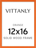 Vittanly 12x16 Picture Frame, Solid Wood Frame with Plexiglass, Includes 8.5x11 Mat, Wall Hanging for Photos, Home Decor, Orange, 1 Pack