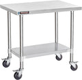DuraSteel 24x36 NSF Stainless Steel Cart - Heavy Duty Rolling Food Prep Table with Undershelf - Metal Utility Cart for Commercial Restaurant Kitchen, Laundry, Outdoor Portable BBQ Grill