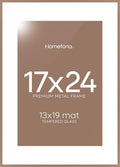 Homeforia 17x24 Picture Frame Mocha, High End Metal 17x24 Poster Frames with Mat 13x19 Photo, 17 x 24 Mocha Frame Matted to 13 by 19 Print, 24by17 Thin Hanging Frames, Tempered Glass, Wall Kit, Set of 1