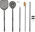 5-Piece Pizza Oven Kit, 9 Inch Turning Peel & 12 Inch Perforated Pizza Peel with 40 Inch Aluminum Handle, Pizza Oven Brush, Ash Rake, Pizza Fork for Home & Commercial Use