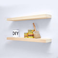 Homeforia 30 inch Wood Floating Shelves, High End Solid Natural Wood 30inch Floating Shelf for Wall, Unfinished Wooden 30 inches Floating Shelves, Heavy Duty Bracket, 30 X 6.5 X 1.75 in, Set of 4