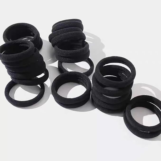 200PCS Black Hair Ties for Women & Girls Men Kids Toddler - Seamless, Thick, No Damage Elastic Hair Bands for Ponytails, Workouts, and Daily Use, Soft Seamless Nylon Hair Ties For Thick & Curly Hair.