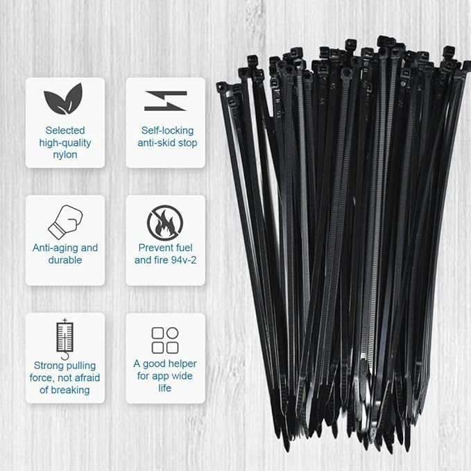 Zip Tie Mounts - SeuYeugX 1000 PCS Cable Self Adhesive Mounts Set for Wire Management with Stick Pads Anchors Clips Squares Holders (Black)