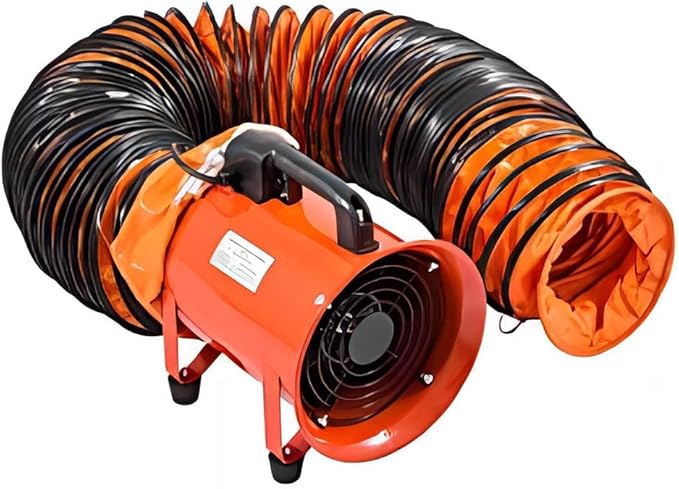 PVC Flexible Duct Hose 25FT, HVAC Duct Hosing Flame Retardant for 8in Ventilator Utility Blower Fan with Adjustable Rope and D-Ring, Easy Storage (8inx25ft)