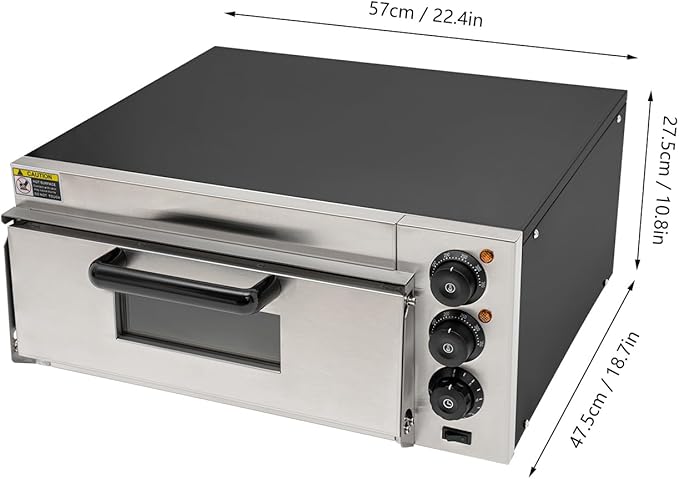1800W Electric Pizza Oven Indoor Commercial Pizza Oven Countertop Pizza Maker Multipurpose Indoor Pizza Machine for Home Restaurants Bakeries – Adjustable Temp (122-662°F）-Makes 16 inch Pizzas