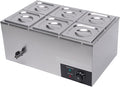 Countertop Steam Table Food Warmer Stainless Steel Commercial Buffet Warmer 6-Pan 600W Portable Electric Food Warmer Steam Table 19.2Qt(18L) for Restaurants, Catering, Buffets