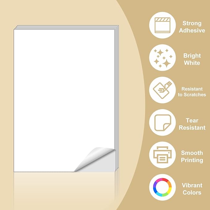 BESTEASY Sticker Paper 8.5" x 11" Full Sheet Label Stickers for Laser & Inkjet Printers, Self-Adhesive Paper Shipping Labels (4000 Sheets,4000 Labels)
